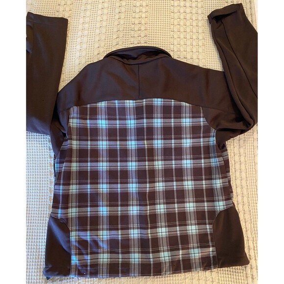 Marino Bay Jacket Sz XL Natural Zip Up Women’s Collared Brown Plaid Turquoise - Picture 9 of 12